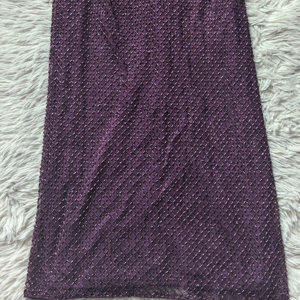 NWT Mac Duggal Long Sleeve Lattice Beaded Cocktail Dress in Aubergine 5530 - Picture 5 of 16